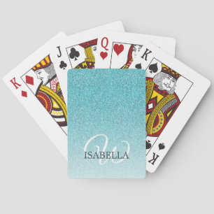 Jeu De Cartes Parties scintillant bleue personnalisée Nom Ombre 