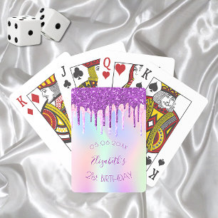 Jeu De Cartes Parties scintillant d'anniversaire goutte violet h