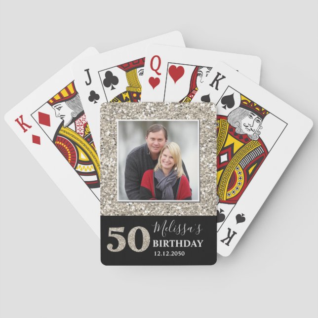 Jeu De Cartes  Parties scintillant d'argent 50e fête d'anniversa (dos)