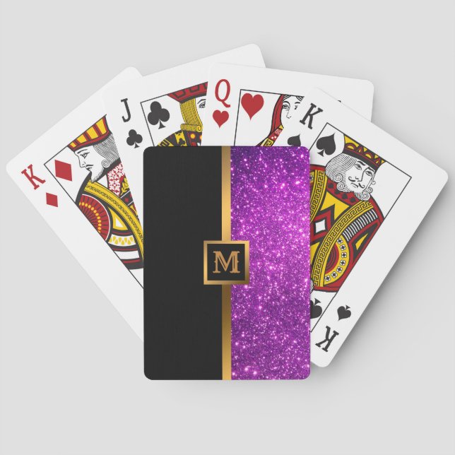Jeu De Cartes Parties scintillant de luxe violet or (dos)