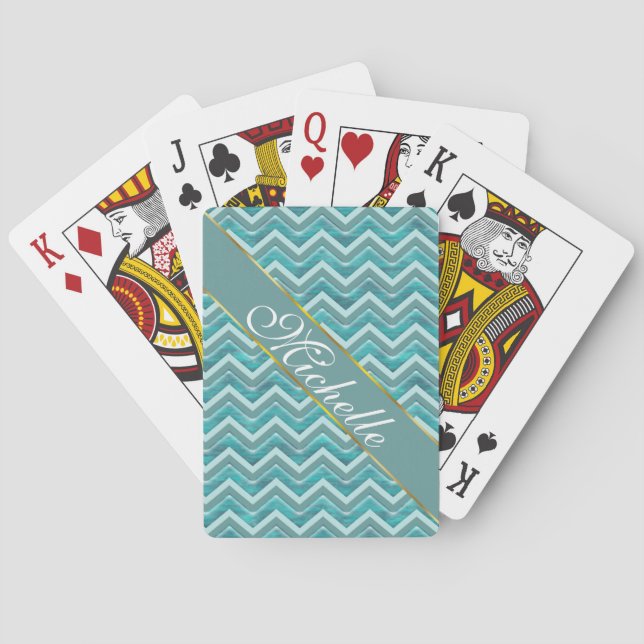 Jeu De Cartes Parties scintillant d'eau Chevron Motif (dos)