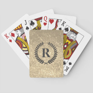 Jeu De Cartes Parties scintillant D'Or Avec Monogramme