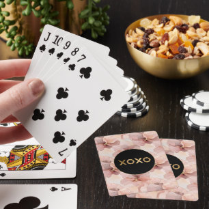 Jeu De Cartes Parties scintillant d'or floral rose noir Cercle n