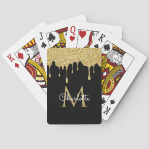Jeu De Cartes Parties scintillant d'or Lecteurs Monogramme Éléga