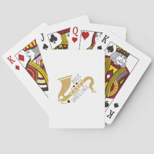 Jeu De Cartes Parties scintillant d'or Saxophon Illustration Tex