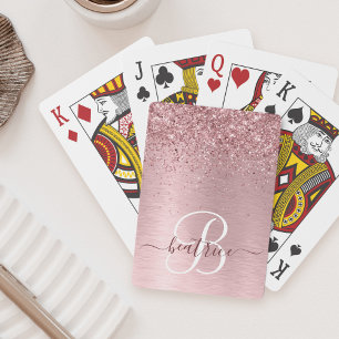 Jeu De Cartes Parties scintillant en métal brossé rose pâle Nom 