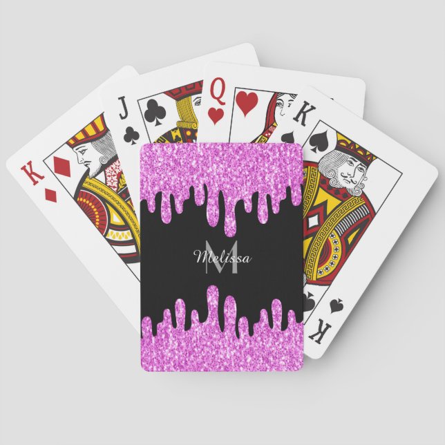Jeu De Cartes Parties scintillant étincelante rose noir Monogram (dos)