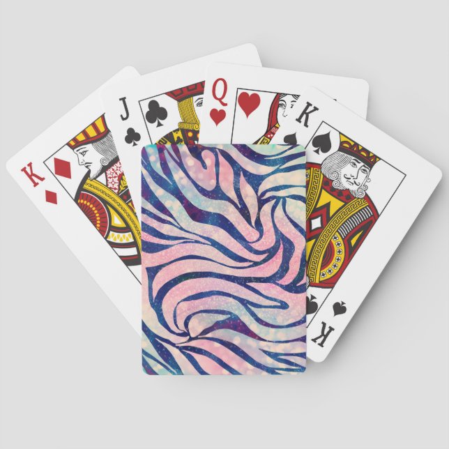 Jeu De Cartes Parties scintillant Holographique glamour Bleu Zèb (dos)