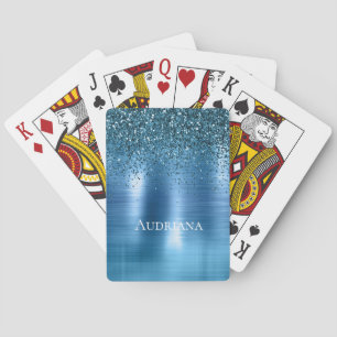 Jeu De Cartes Parties scintillant métallique bleu Aqua