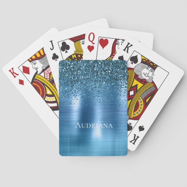 Jeu De Cartes Parties scintillant métallique bleu Aqua (dos)
