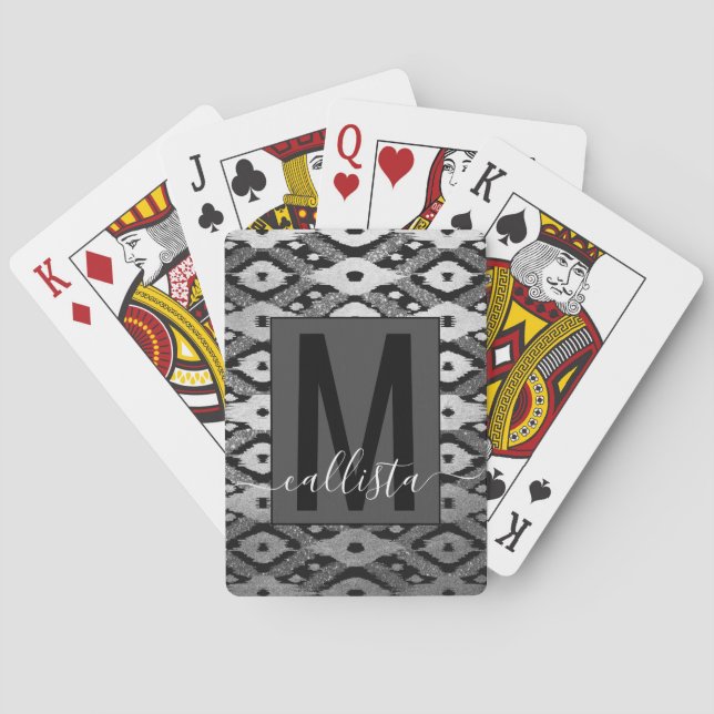 Jeu De Cartes Parties scintillant moderne Bohème Noir Argent Ika (dos)