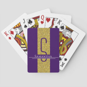 Jeu De Cartes Parties scintillant Monogramme violet or