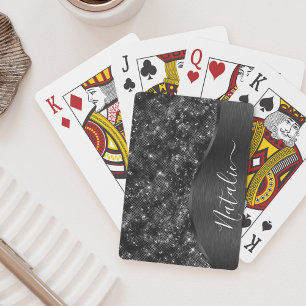 Jeu De Cartes Parties scintillant noire métallique personnalisée