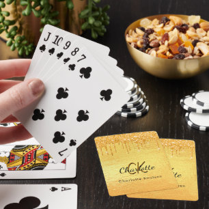 Jeu De Cartes Parties scintillant or gouttes monogramme brillant