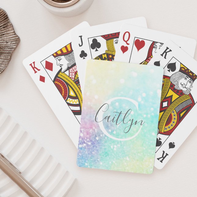 Jeu De Cartes Parties scintillant personnalisée Pastel Bokeh Mot (Créateur téléchargé)