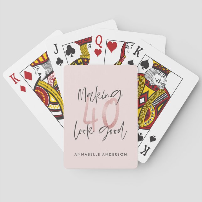 Jeu De Cartes parties scintillant rose fille, 40e anniversaire m (dos)