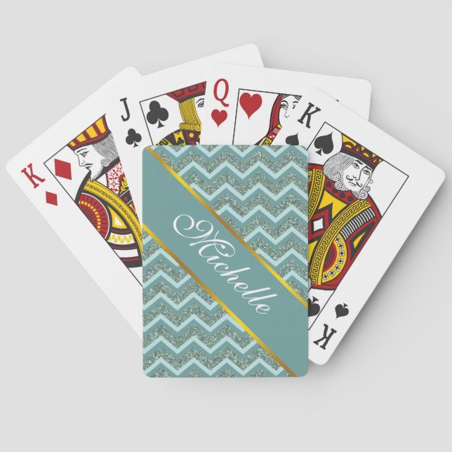 Jeu De Cartes Parties scintillant turquoise (dos)