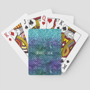 Jeu De Cartes Parties scintillant turquoise Aqua Purple Mermaid