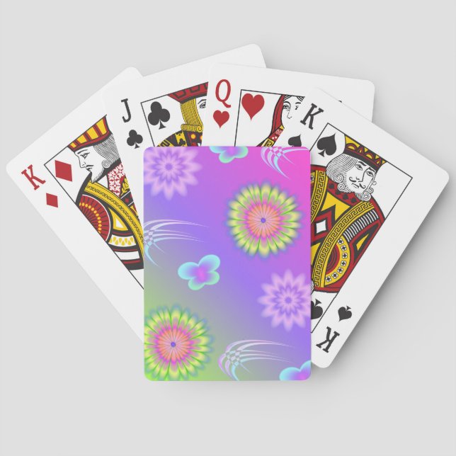 Jeu De Cartes Pastel Gradient Flowers and Butterflies (dos)