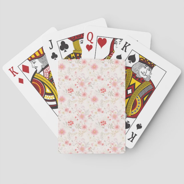 Jeu De Cartes Pastel Pink Red White Flowers Pattern  (dos)