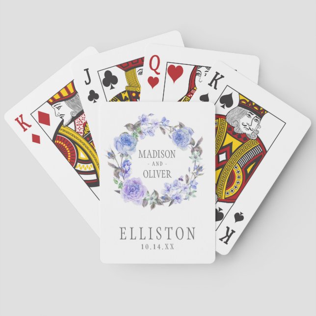 Jeu De Cartes Pastel Purple Aquarelle Florale | MARIAGE (dos)