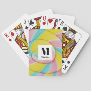Jeu De Cartes Pastel Rainbow Spiral Candy Photo Monogramme