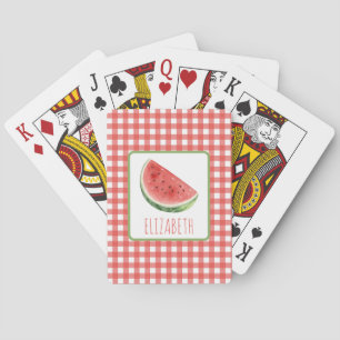 Jeu De Cartes Pastèque d'été et carreaux Gingham rouge