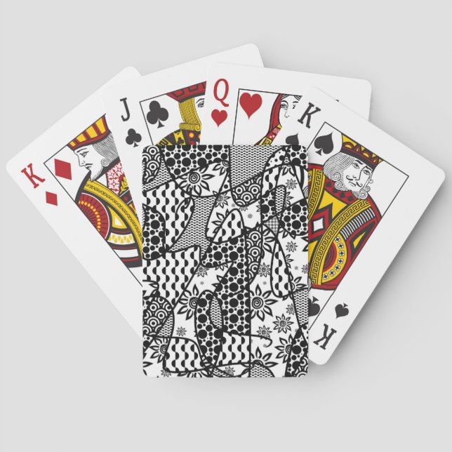 Jeu De Cartes Patchwork motif noir et blanc 03 (dos)
