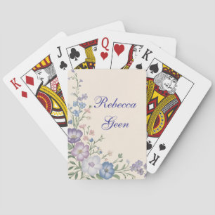 Jeu De Cartes Pâte violet, blanc & bleu Botanique Flore Imprimer