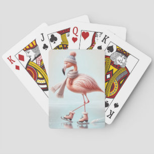 Jeu De Cartes Patineur sur glace Flamant rose rose