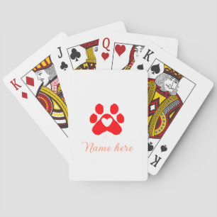 Jeu De Cartes Patte de chien cœur rouge animal familier ajouter 