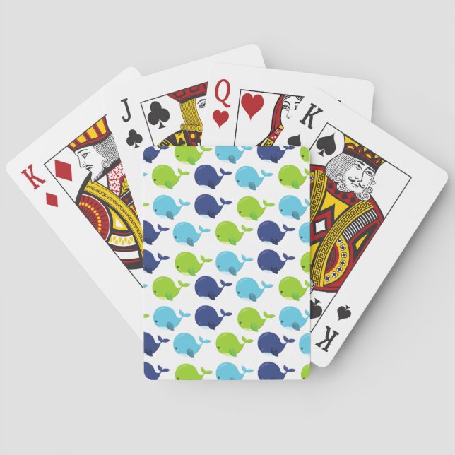Jeu De Cartes Pattern of Whales, Cute Whales, Sea Animals (dos)