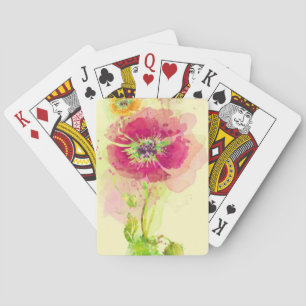 Jeu De Cartes Pavots peints 2 d'aquarelle