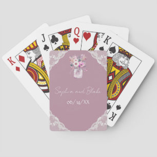 Jeu De Cartes Pays dentelle Mason Jar Mariage rose