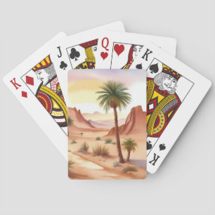 Jeu De Cartes Paysage du désert avec palmiers dattes