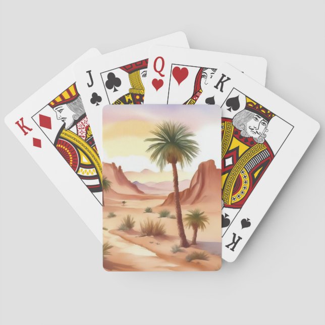 Jeu De Cartes Paysage du désert avec palmiers dattes (dos)