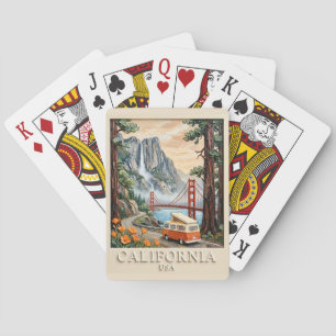 Jeu De Cartes Paysage Texturé 3D Vintage de Road Trip en Califor