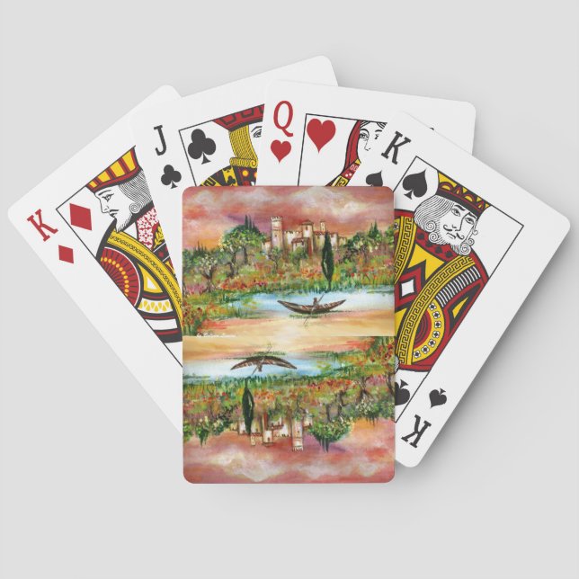JEU DE CARTES PAYSAGE TOSCANE / COUCHER DE SOLEIL RIVIER (dos)