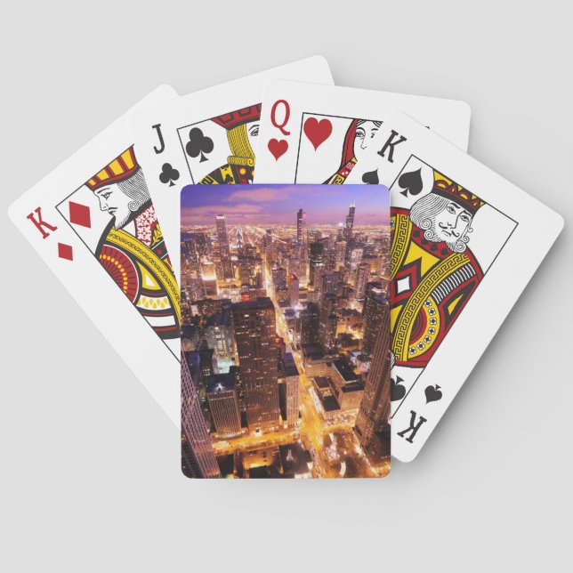 Jeu De Cartes Paysage urbain la nuit de Chicago (dos)