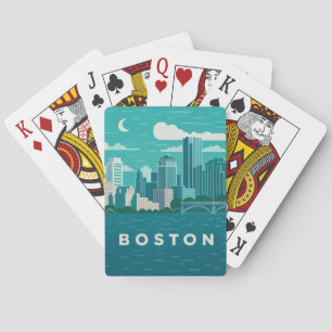 Jeu De Cartes Paysage urbain nocturne du Massachusetts   Ville d