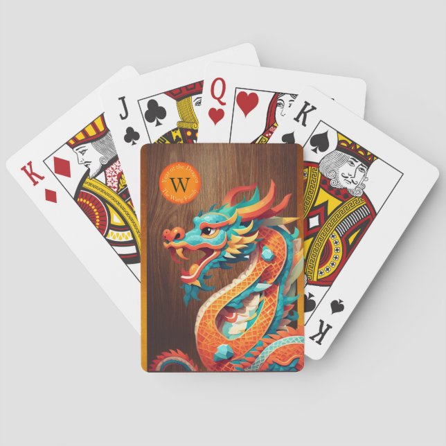 Jeu De Cartes PC Monogrammes chinois du Nouvel An Dragon 2024 (dos)