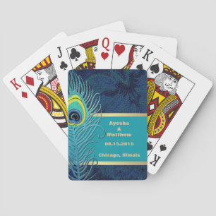 Jeu De Cartes Peacock Feather Design Marine Blue Cadeau