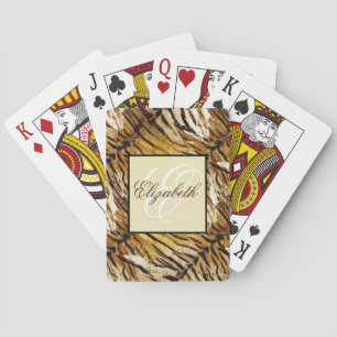 Jeu De Cartes Peau de tigre, monogramme, élégant, tigre, rayé,