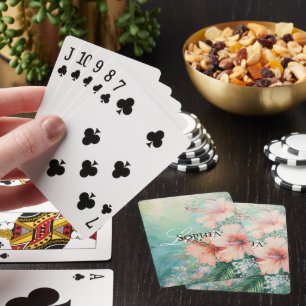 Jeu De Cartes Pêche tropicale Hibiscus blanc Amour floral