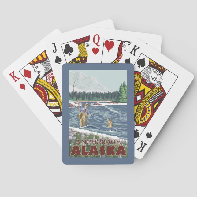 Jeu De Cartes Pêcheur de mouche - Anchorage, Alaska (dos)