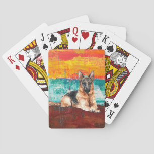 Jeu De Cartes Peinture Abstraite de Berger Allemand Artistique