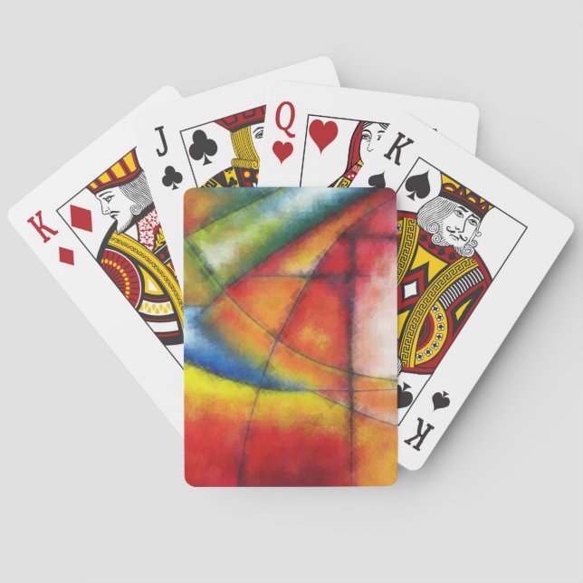 Jeu De Cartes peinture abstraite rouge jaune vert bleu (dos)