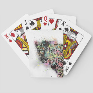 Jeu De Cartes peinture cool léopard d'aquarelle animal