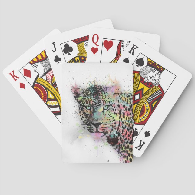 Jeu De Cartes peinture cool léopard d'aquarelle animal (dos)