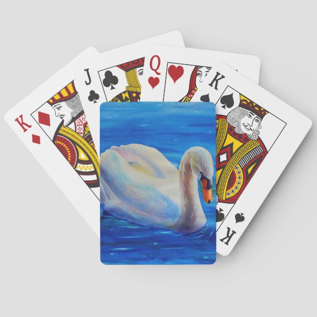 Jeu De Cartes Peinture d'aquarelle de cygne blanc, sauvagine, oi (dos)